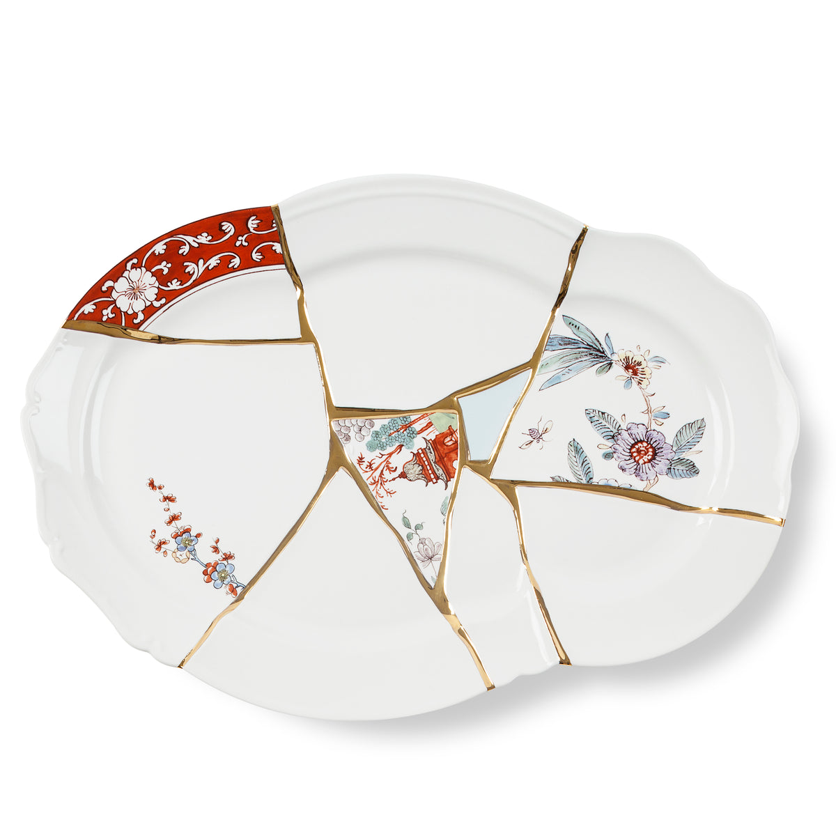 Seletti Kintsugi Tray – Handcrafted Porcelain Serving Platter with 24K Gold