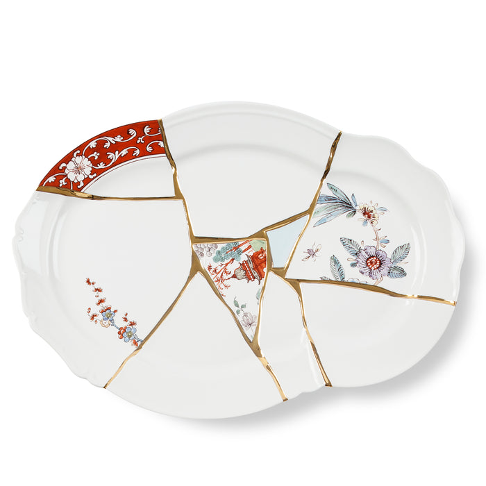 Seletti Kintsugi Tray - Handcrafted Porcelain Serving Platter with 24K Gold