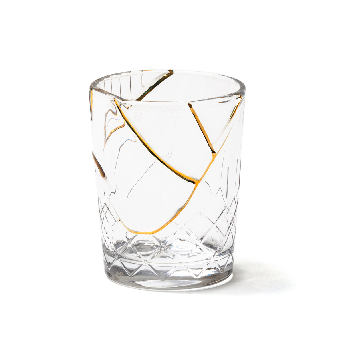 Seletti Kintsugi Water Glass – Artisan Glass with 24K Gold Detailing (Multiple Designs)