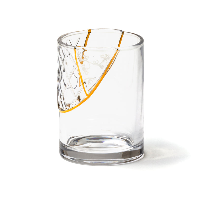 Seletti Kintsugi Water Glass – Artisan Glass with 24K Gold Detailing (Multiple Designs)