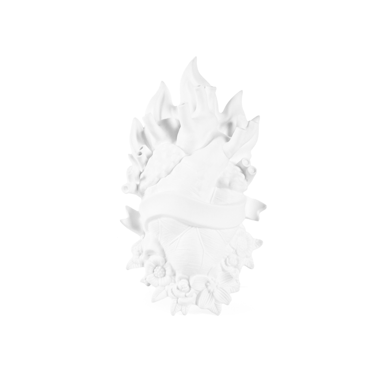 Holy Love in Bloom Vase - White Porcelain Anatomical Heart by Seletti
