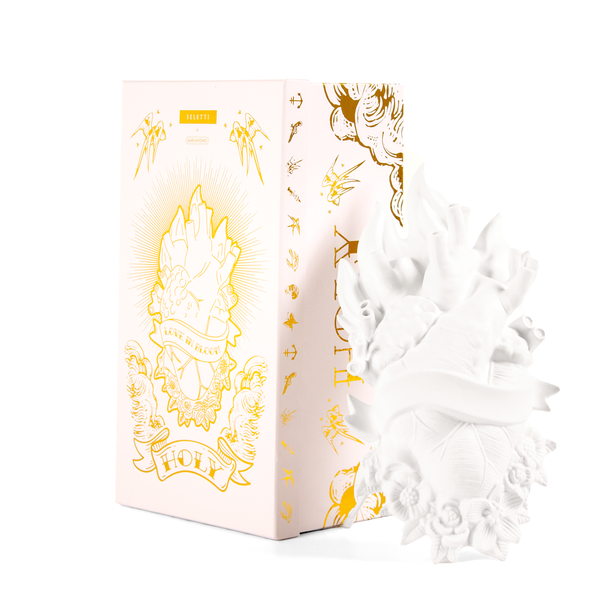 Holy Love in Bloom Vase - White Porcelain Anatomical Heart by Seletti