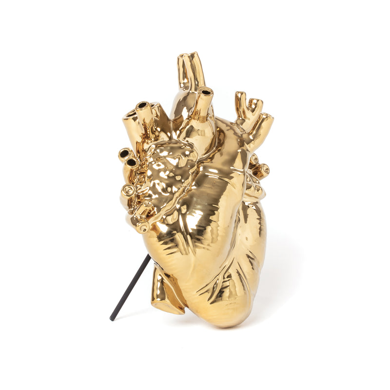 Seletti Love In Bloom Gold Vase - Luxury Anatomical Heart Vase