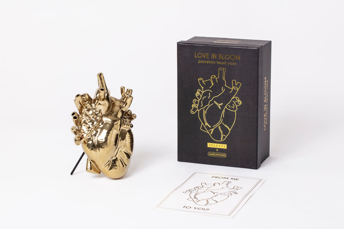 Seletti Love In Bloom Gold Vase - Luxury Anatomical Heart Vase