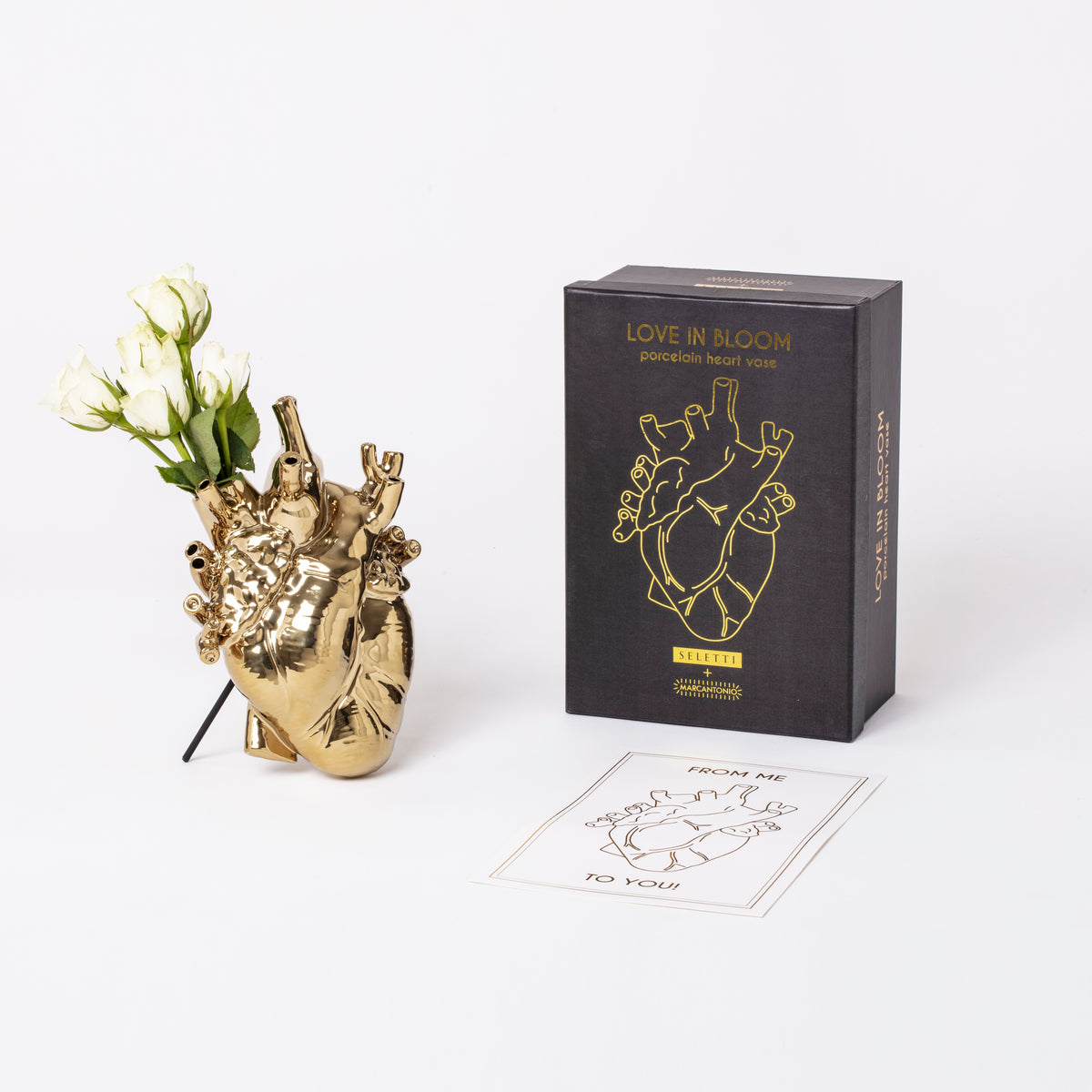 Seletti Love In Bloom Gold Vase – Luxury Anatomical Heart Vase