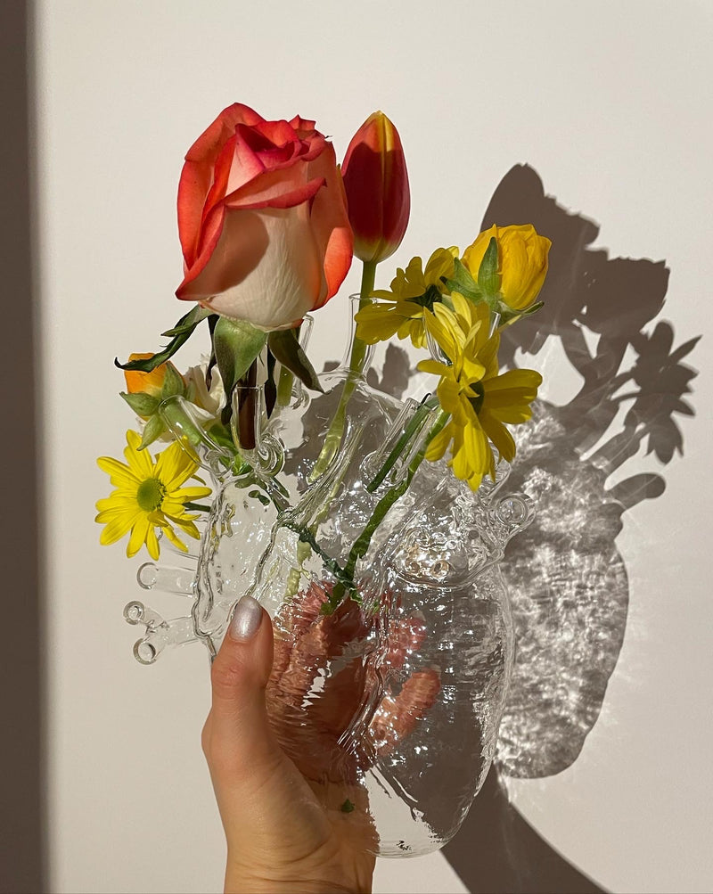 Seletti Love In Bloom Glass Vase – Transparent Anatomical Heart Vase