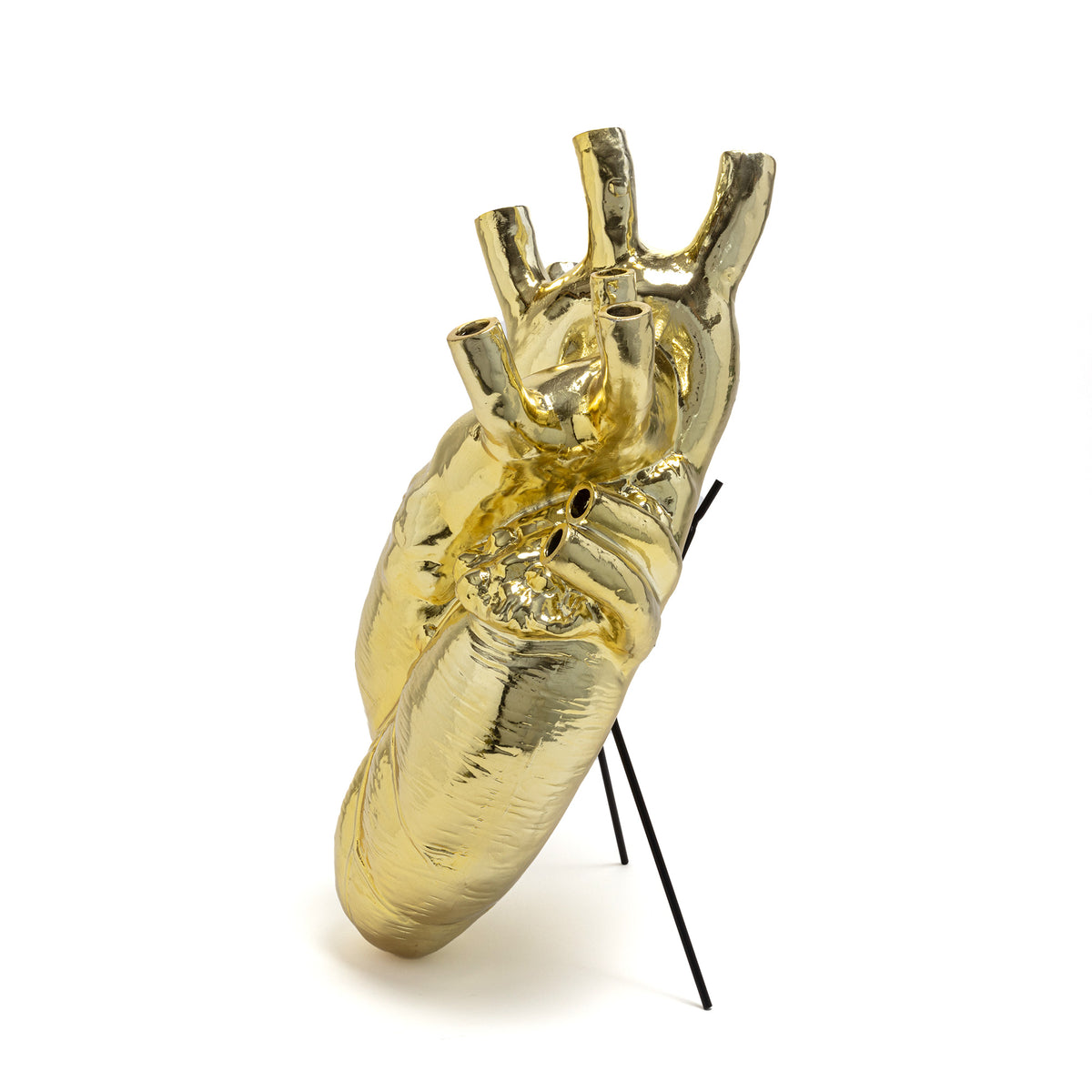 Seletti Love In Bloom Giant Gold Vase – Oversized Golden Anatomical Heart Vase