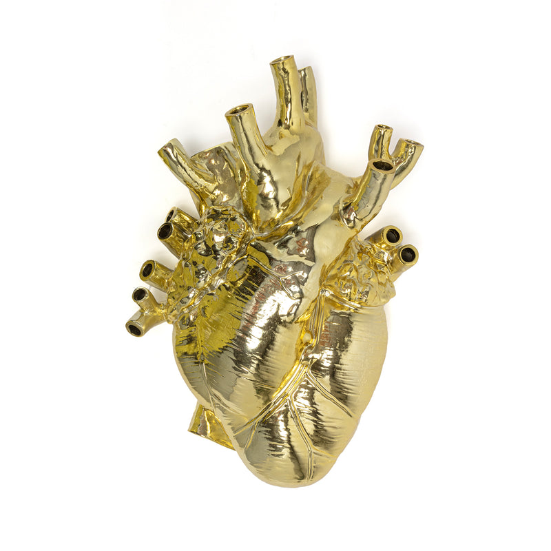 Seletti Love In Bloom Giant Gold Vase – Oversized Golden Anatomical Heart Vase