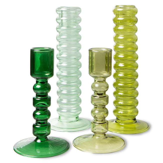 THE EMERALDS: GLASS CANDLE HOLDER L, LIME GREEN