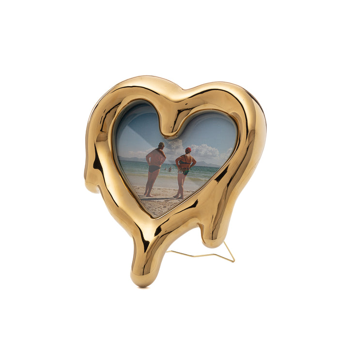 Gold Melted Heart Picture Frame and Mirror - Seletti Artistic Home Decor