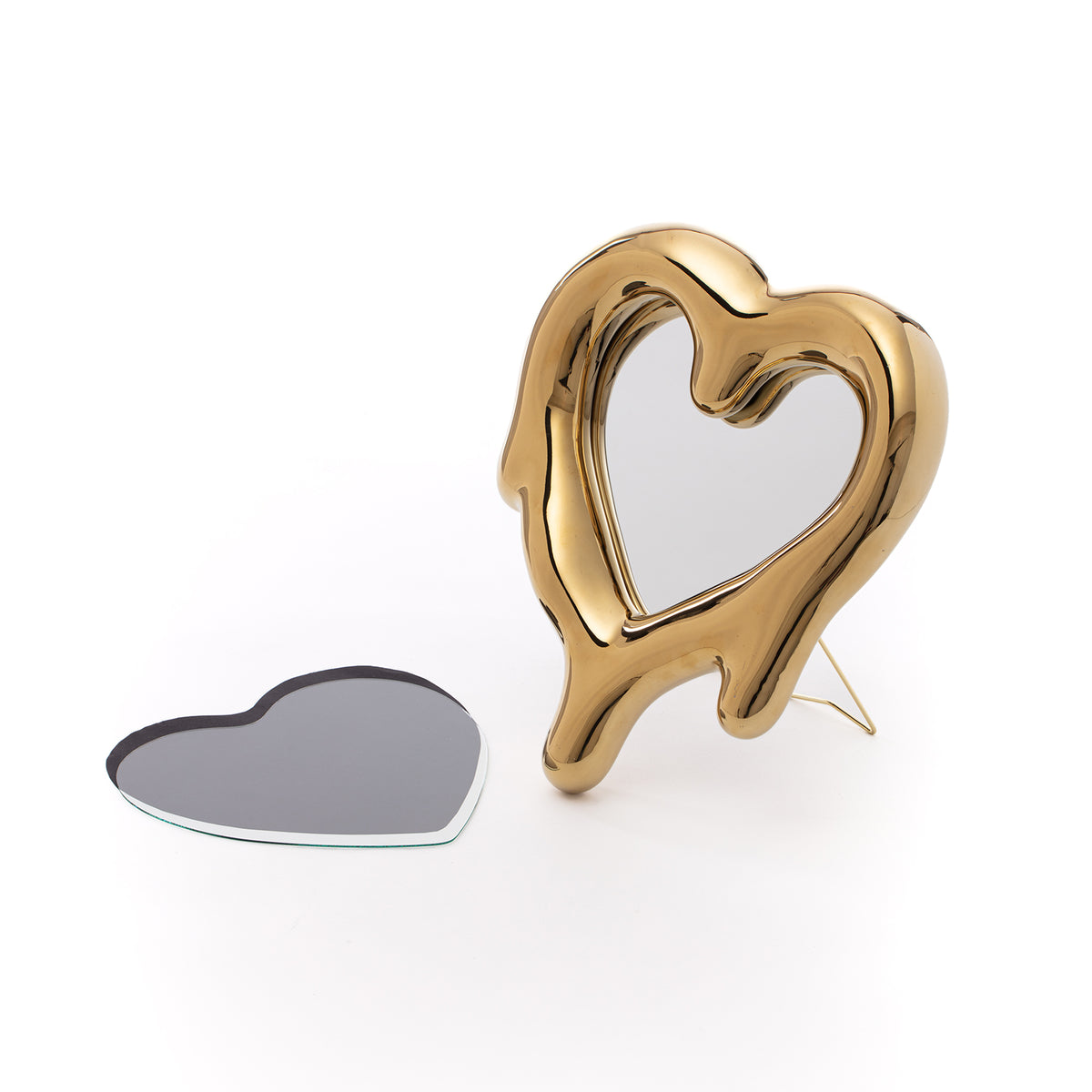 Gold Melted Heart Picture Frame and Mirror - Seletti Artistic Home Decor