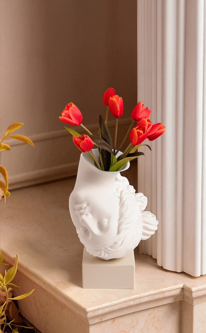 AMOR VOLAT Vase by Seletti – Upside-Down Head Sculpture, 30cm