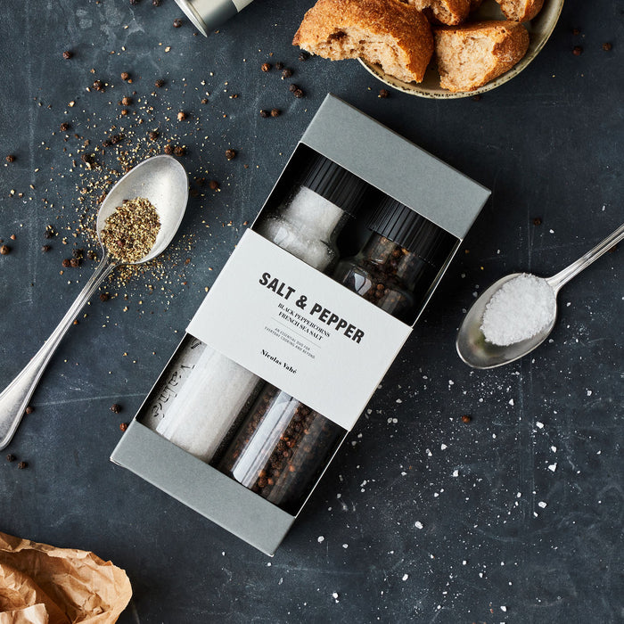 Salt & Organic Pepper Grinder Gift Box Set by Nicolas Vahe