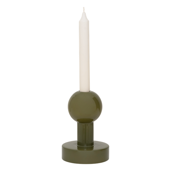 pallo a candle holder in capulet olive holding white taper candle