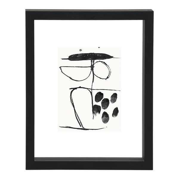 small black floating photo frame with abstract black ink artwork by Urban Nature Culture