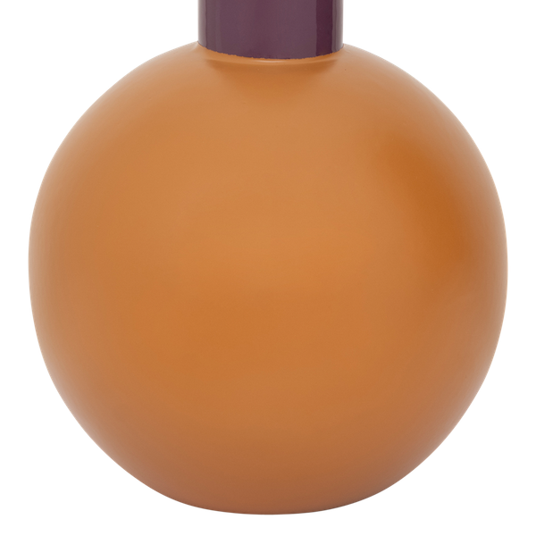 Close-up of the smooth spherical orange ceramic base of the Farve Combi 2 vase.