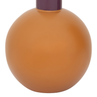 Close-up of the smooth spherical orange ceramic base of the Farve Combi 2 vase.