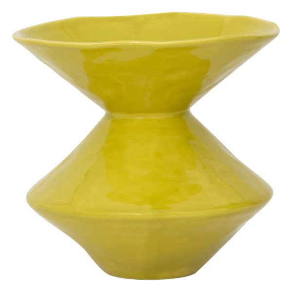 Urban Nature Culture Amsterdam Zale vase in lime yellow with sculptural hourglass shape
