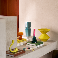 yellow Urban Nature Culture vase Zale styled on shelf with colourful modern decor