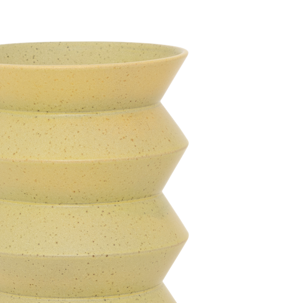 Close-up of Kova vase zigzag silhouette in matte evergreen ceramic