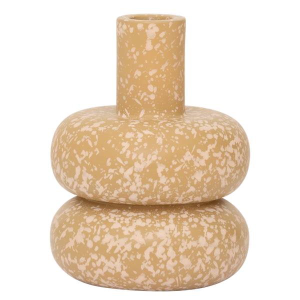 zody candle holder in recycled ceramic with speckled natural glaze