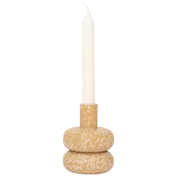 zody speckled ceramic candle holder with taper candle