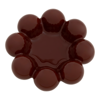 top view of deep red bulb-shaped ceramic bowl with rounded rim design