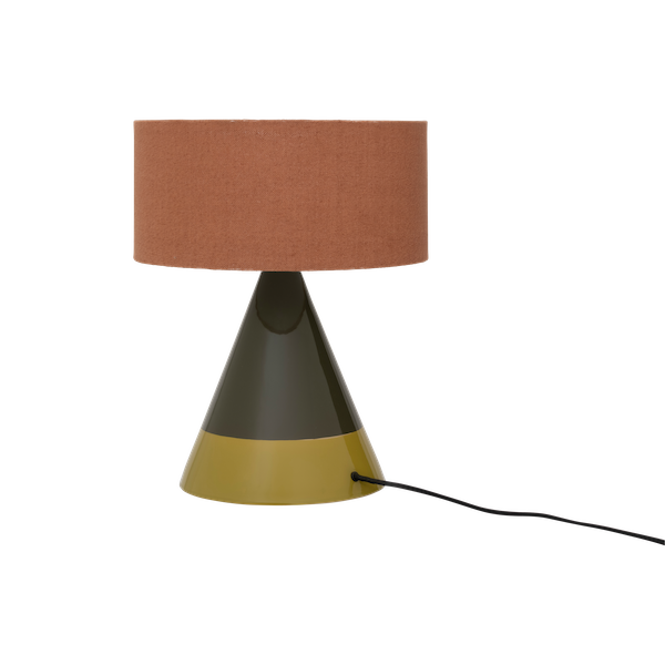 angled view of urban nature culture raikas table lamp showing handpainted ceramic base