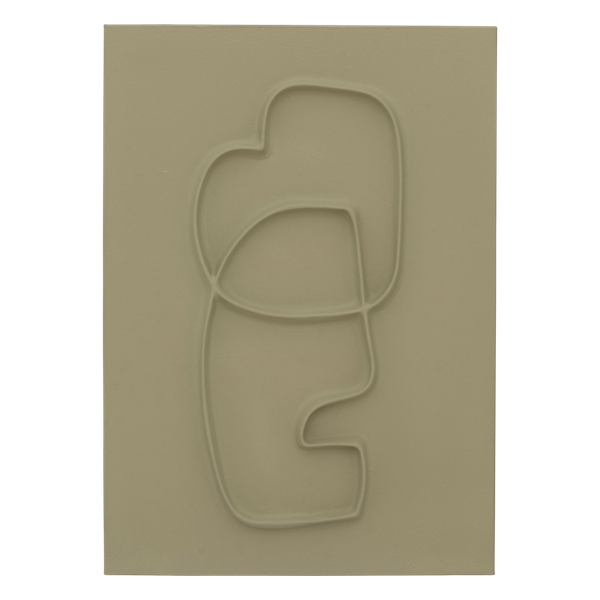 front view of urban nature culture blythe wall decor in soft green mycelium
