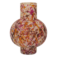 close-up of speckled recycled glass vase imogen showing frosted hand-decorated surface
