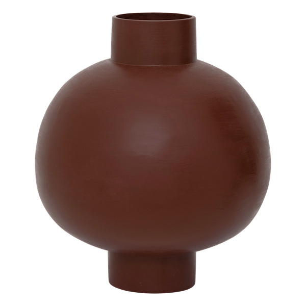 ilo sculptural pot in deep matt red by urban nature culture front view cutout