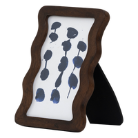 organic curved mango wood photo frame with abstract inlay