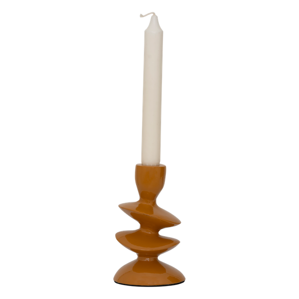 inca gold candle holder by urban nature culture shown with taper candle