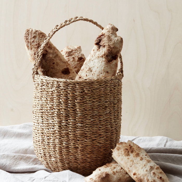 Seagrass Basket with Handle, Natural Use with Handle by Nicolas Vahe