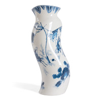Classics on Acid KING WEN vase by Seletti Diesel Living, blue and white distorted porcelain, 39cm
