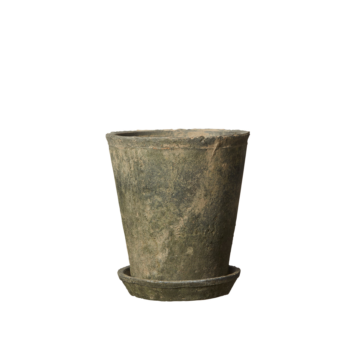 Grey Melange Ceramic Pots with Saucers – Alison by Wikholmform (Large 25x23cm, Medium 20x20cm, Small 16x17cm) in Grey Melange