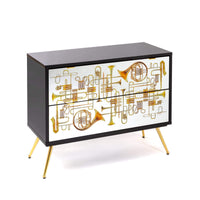 Statement storage chest with Toiletpaper Magazine trumpet motif
