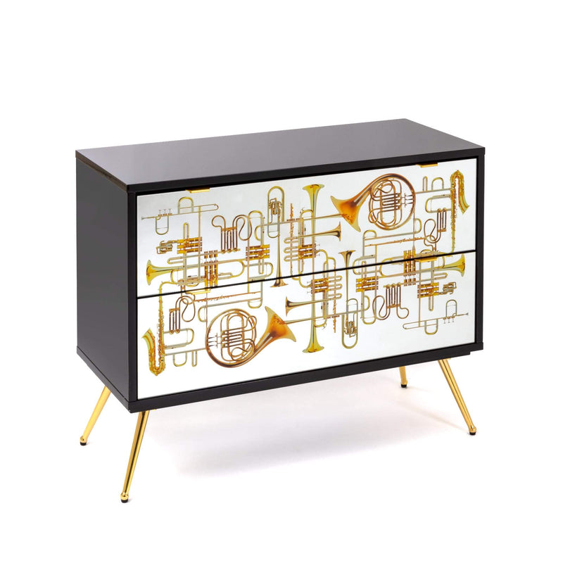Statement storage chest with Toiletpaper Magazine trumpet motif