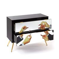 Seletti chest of drawers with lipstick surreal art for bold interiors