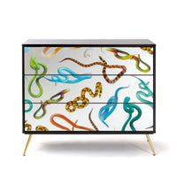 Modern designer drawers with bold snakes artwork
