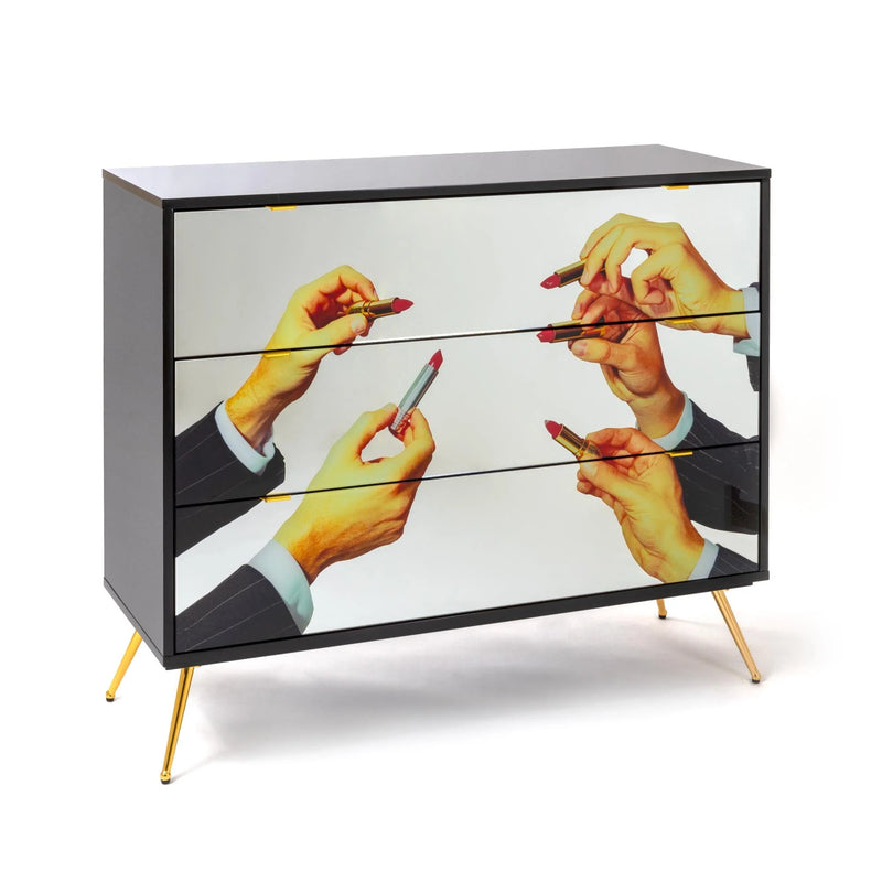 Statement storage chest with Toiletpaper Magazine lipstick design