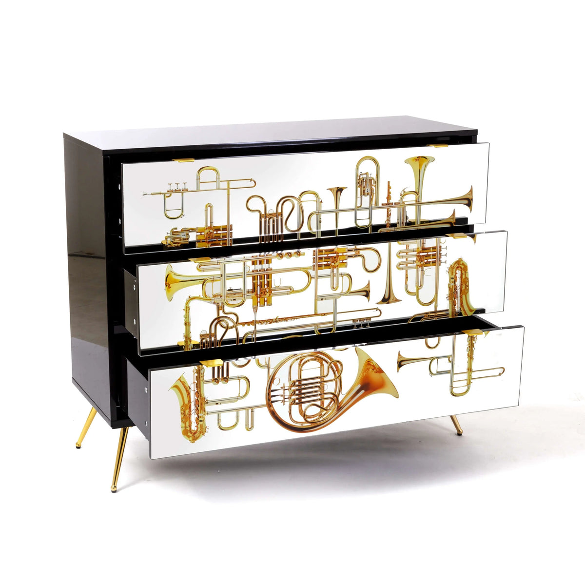 Statement storage chest with Toiletpaper Magazine trumpet motif