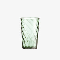 Aida RAW Unique Green Optic Glass in highball style, handcrafted with twisted optic pattern