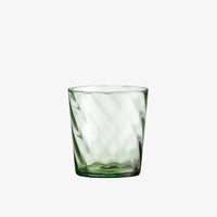 Aida RAW Unique Green Optic Glass in low size, handcrafted with twisted optic pattern