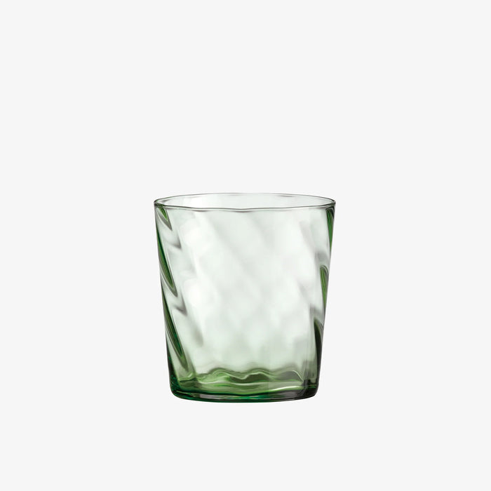 Aida RAW Unique Green Optic Glass in low size, handcrafted with twisted optic pattern