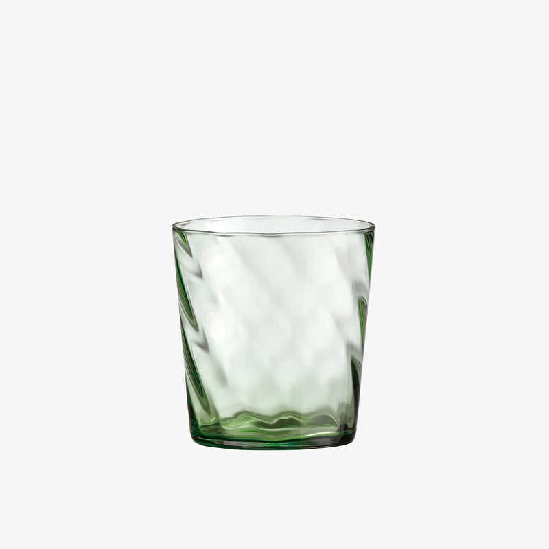 Aida RAW Unique Green Optic Glass in low size, handcrafted with twisted optic pattern