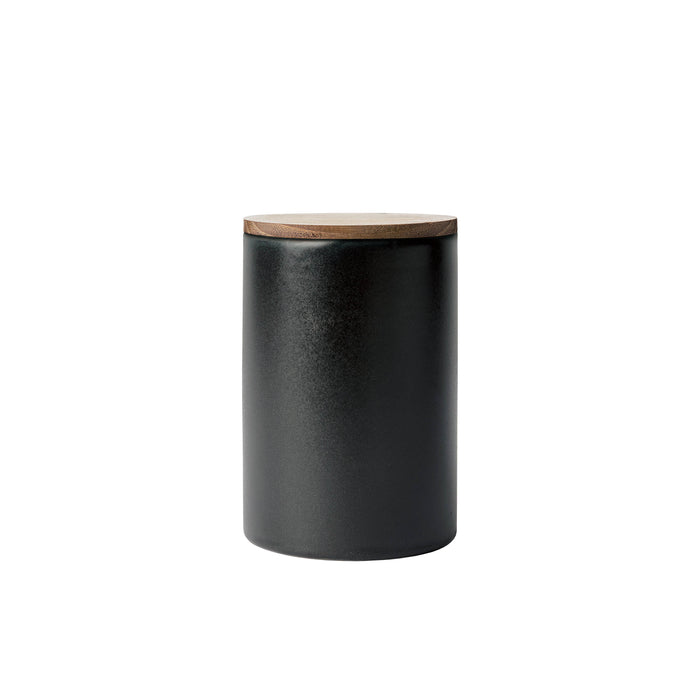 Storage Canister, Storage Jar with Dark Teak Lid in Titanium Black by RAW from Aida