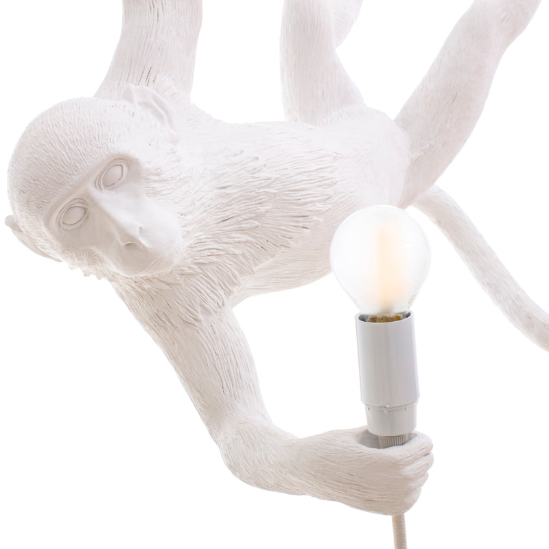 Seletti Monkey Lamp Collection - Black Monkey Lamp, White Monkey Lamp, Standing, Sitting, Hanging, Ceiling, and Swing