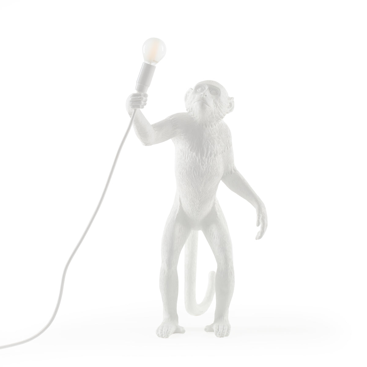 Seletti Monkey Lamp Collection - Black Monkey Lamp, White Monkey Lamp, Standing, Sitting, Hanging, Ceiling, and Swing