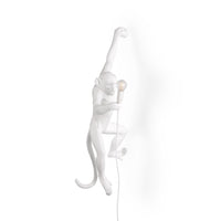 Seletti White Monkey Lamp, left-hand hanging version